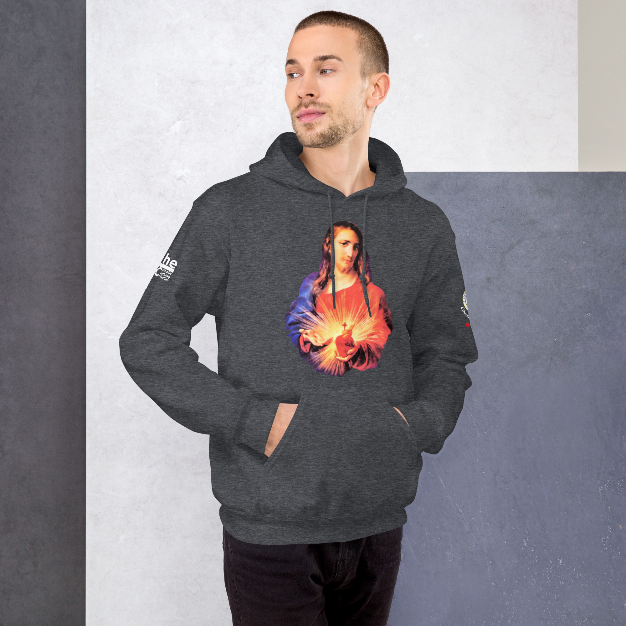 sacred heart of jesus and immaculate heart of mary men's hoodie sacred heart of jesus and immaculate heart of mary men's hoodie