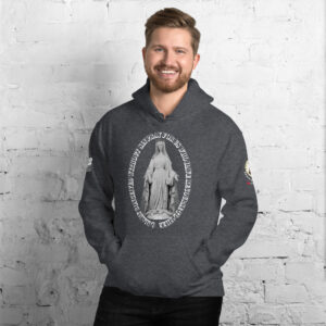 miraculous medal (coloured hearts) men's hoodie