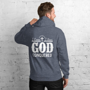 Christian Range i came i saw god conquered men's christian hoodie