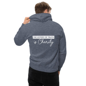 the victory of truth is charity men's hoodie