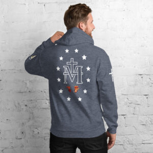 miraculous medal (coloured hearts) men's hoodie