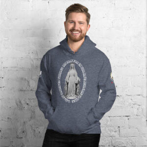miraculous medal (coloured hearts) men's hoodie
