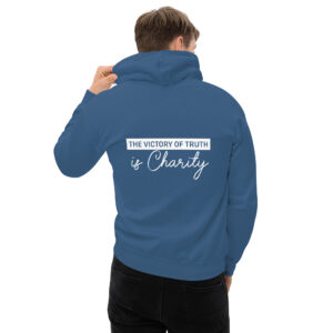 the victory of truth is charity men's hoodie