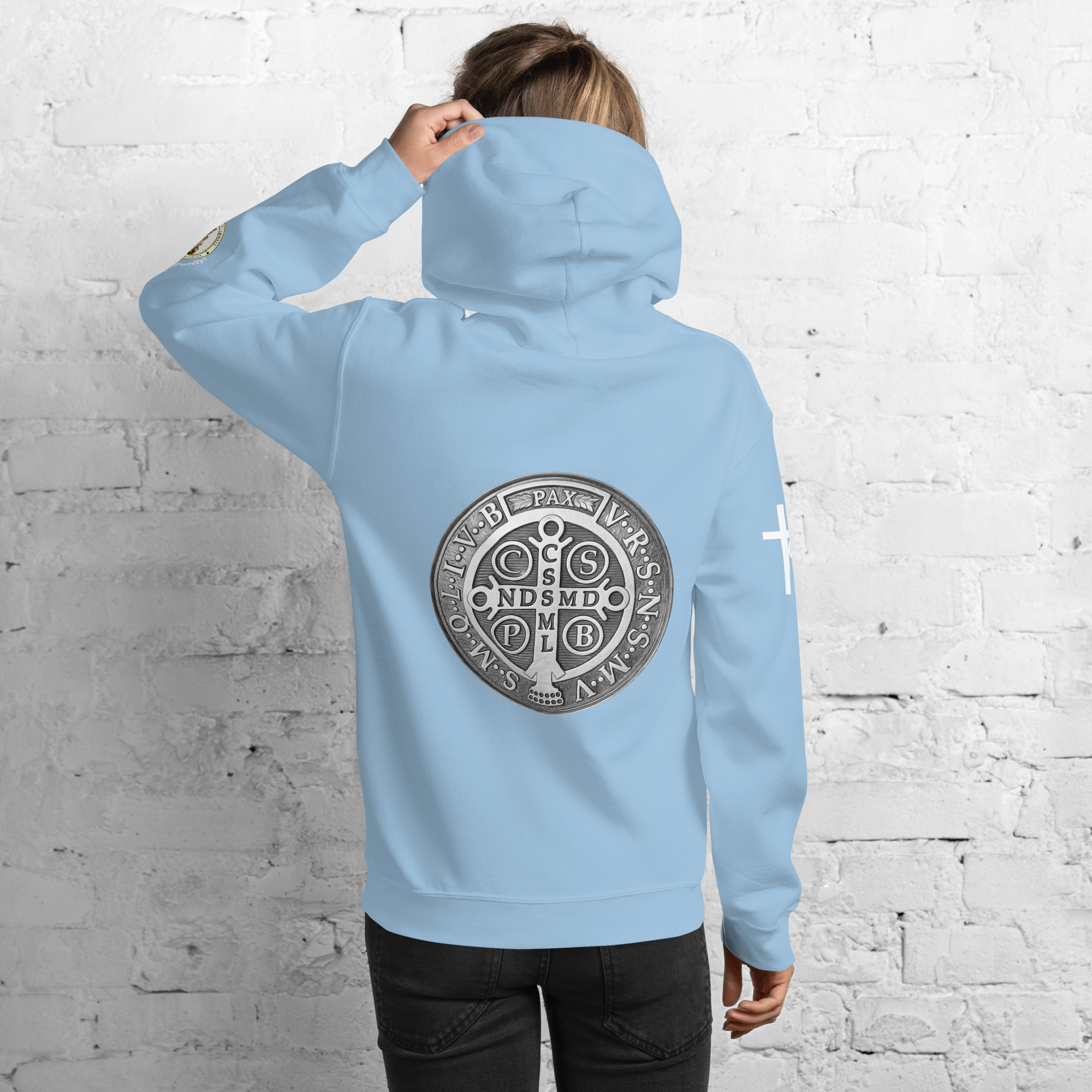 st benedict medal women's hoodie st benedict medal women's hoodie