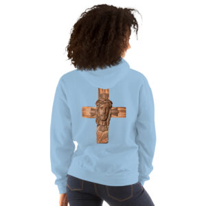 face of jesus on cross women's hoodie