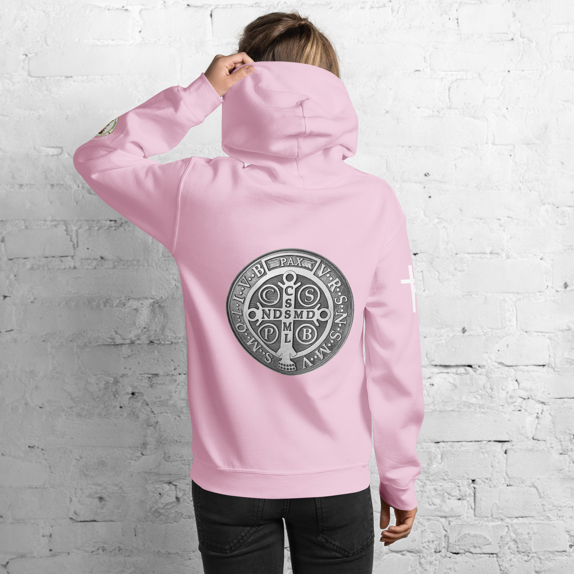 st benedict medal women's hoodie st benedict medal women's hoodie