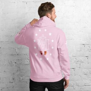 miraculous medal (coloured hearts) men's hoodie