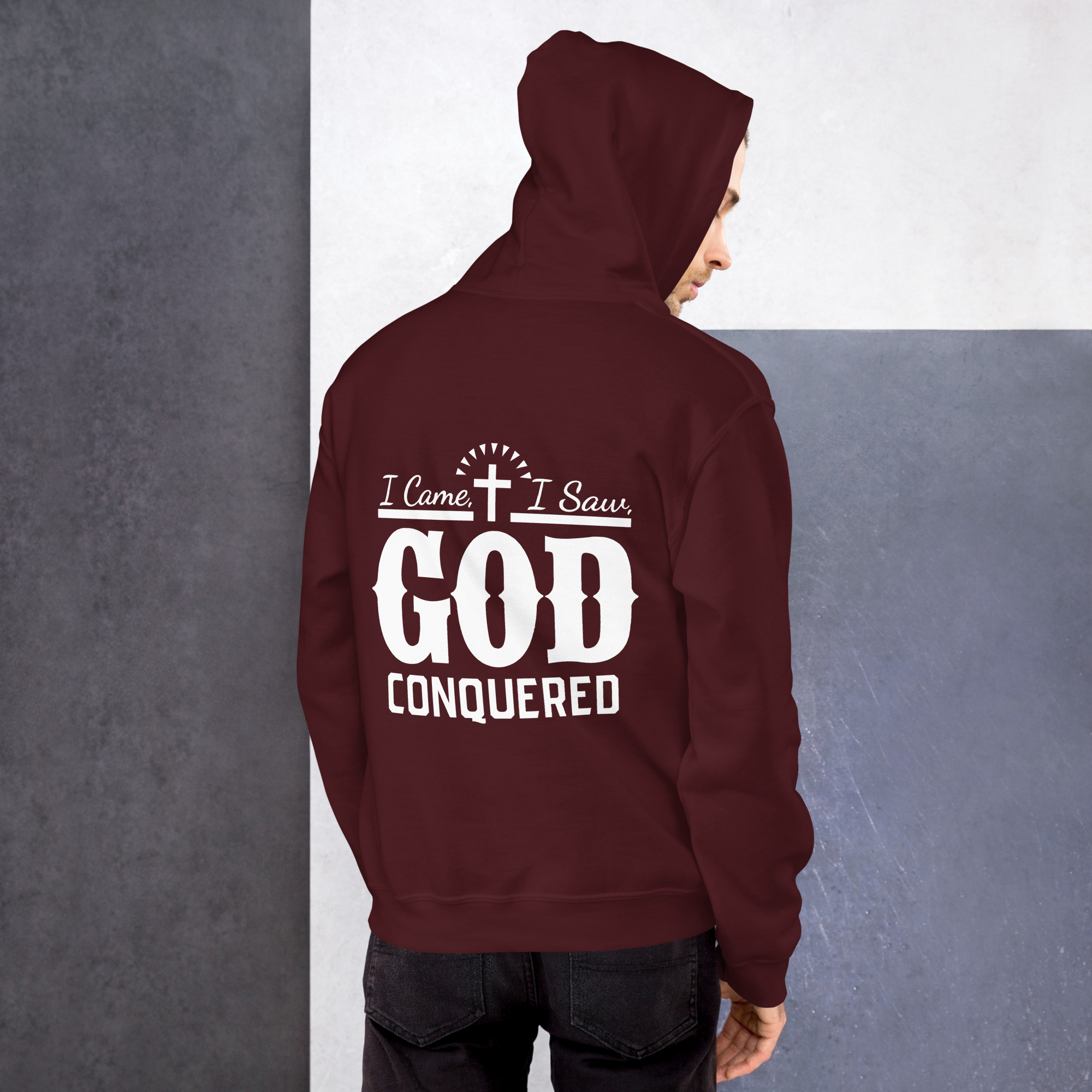 i came, i saw, god conquered men's hoodie i came, i saw, god conquered men's hoodie