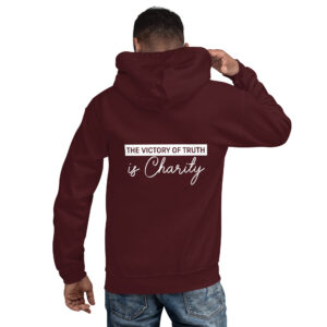 the victory of truth is charity men's christian hoodie