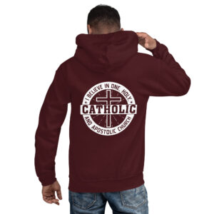 i believe in one, holy, catholic and apostolic church men's hoodie