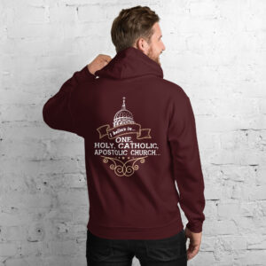 i believe in one, holy, catholic and apostolic church men's hoodie