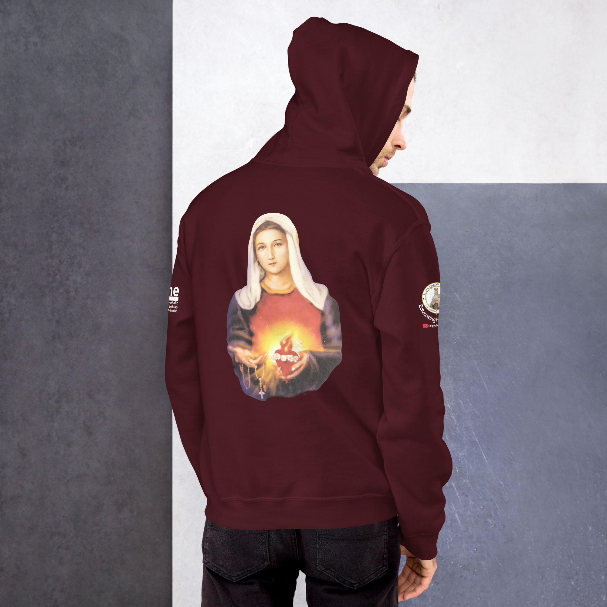 sacred heart of jesus and immaculate heart of mary men's hoodie sacred heart of jesus and immaculate heart of mary men's hoodie