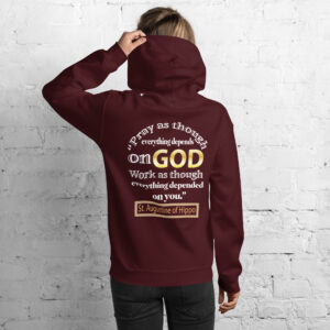 pray and work st augustine women's hoodie