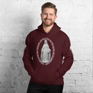 miraculous medal (coloured hearts) men's hoodie