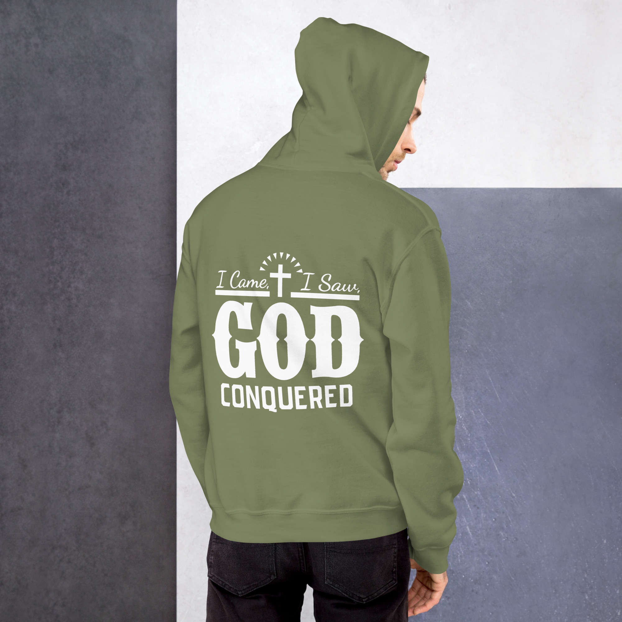 i came, i saw, god conquered men's hoodie i came, i saw, god conquered men's hoodie