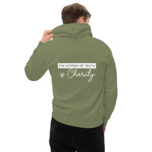 the victory of truth is charity men's hoodie
