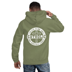 i believe in one, holy, catholic and apostolic church men's hoodie