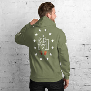 miraculous medal (coloured hearts) men's hoodie