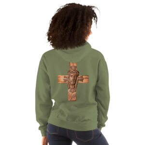 face of jesus on cross women's hoodie