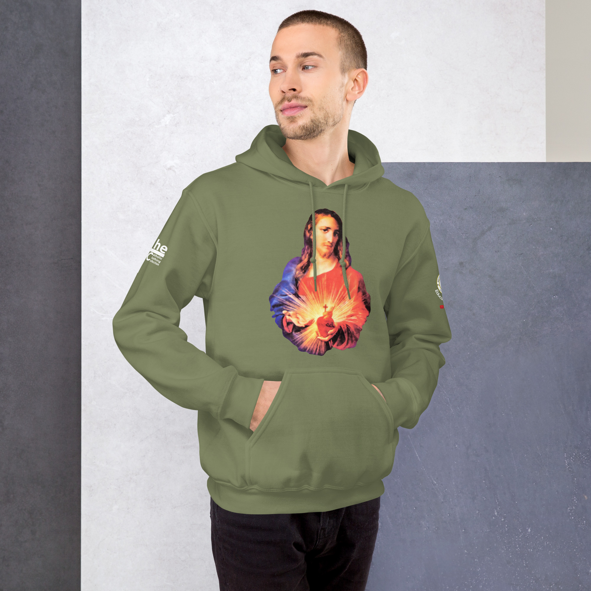 sacred heart of jesus and immaculate heart of mary men's hoodie sacred heart of jesus and immaculate heart of mary men's hoodie