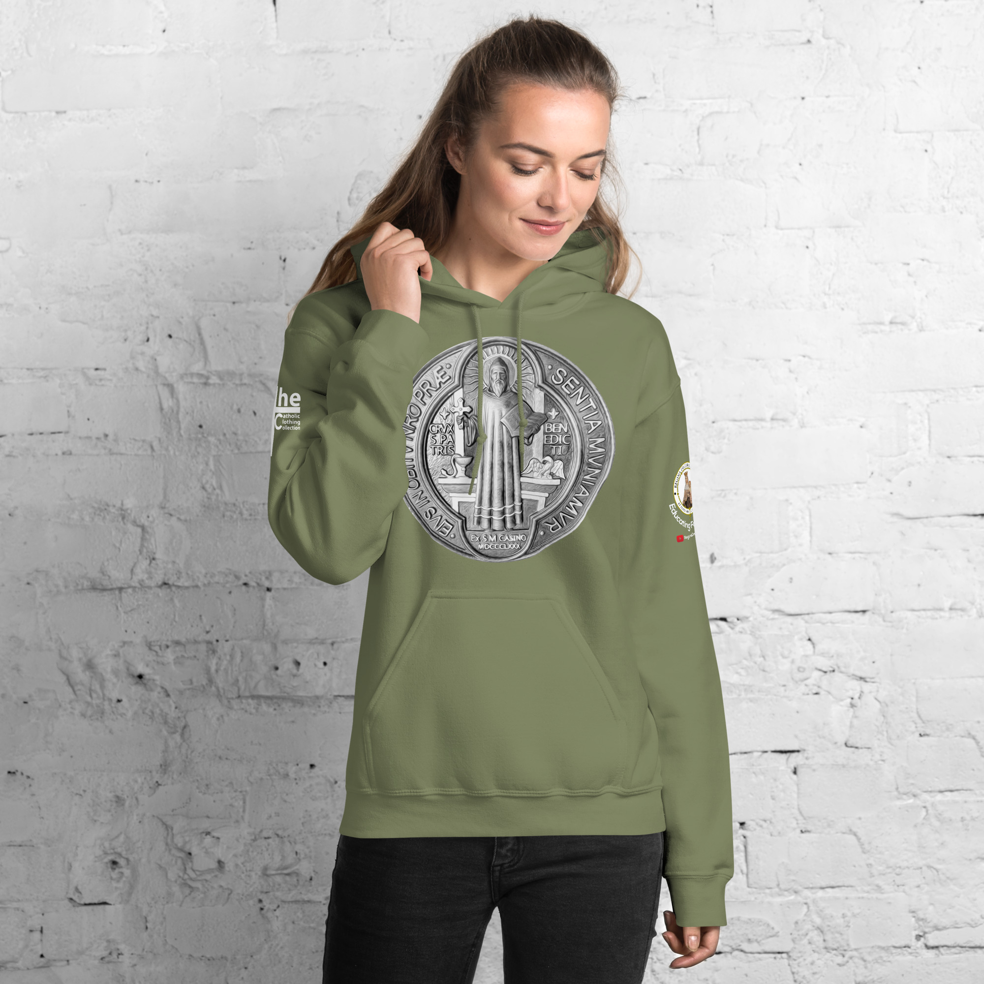 st benedict medal women's hoodie st benedict medal women's hoodie