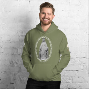miraculous medal (coloured hearts) men's hoodie