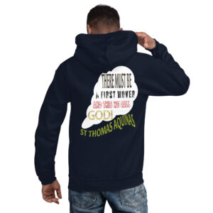 god as first mover by st thomas aquinas men's hoodie