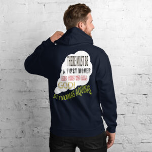 god as first mover by st thomas aquinas men's hoodie