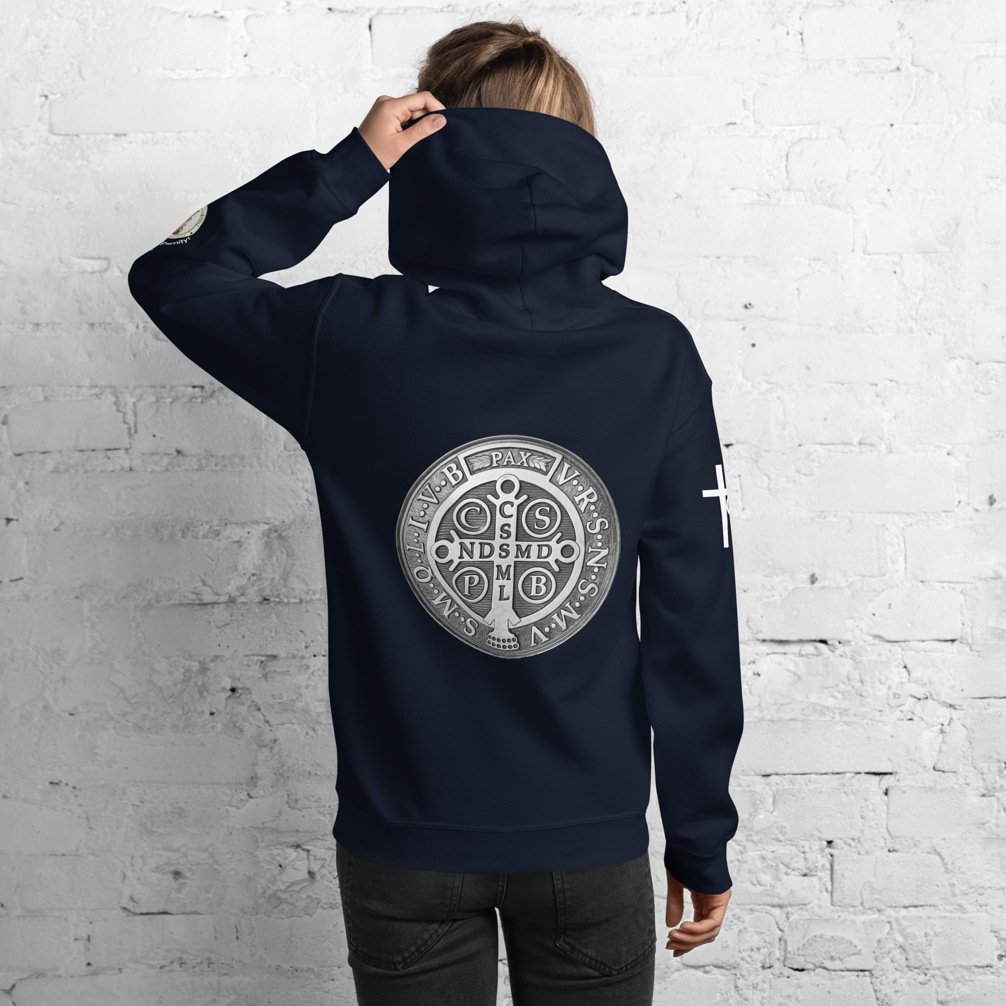 st benedict medal women's hoodie st benedict medal women's hoodie