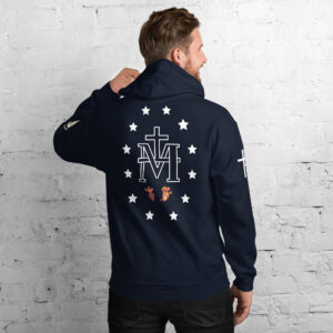 miraculous medal (coloured hearts) men's hoodie