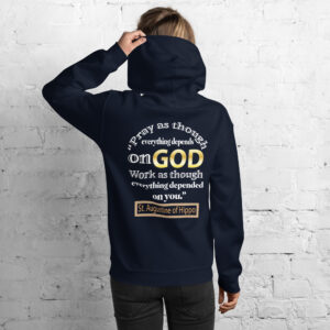 pray and work st augustine women's hoodie