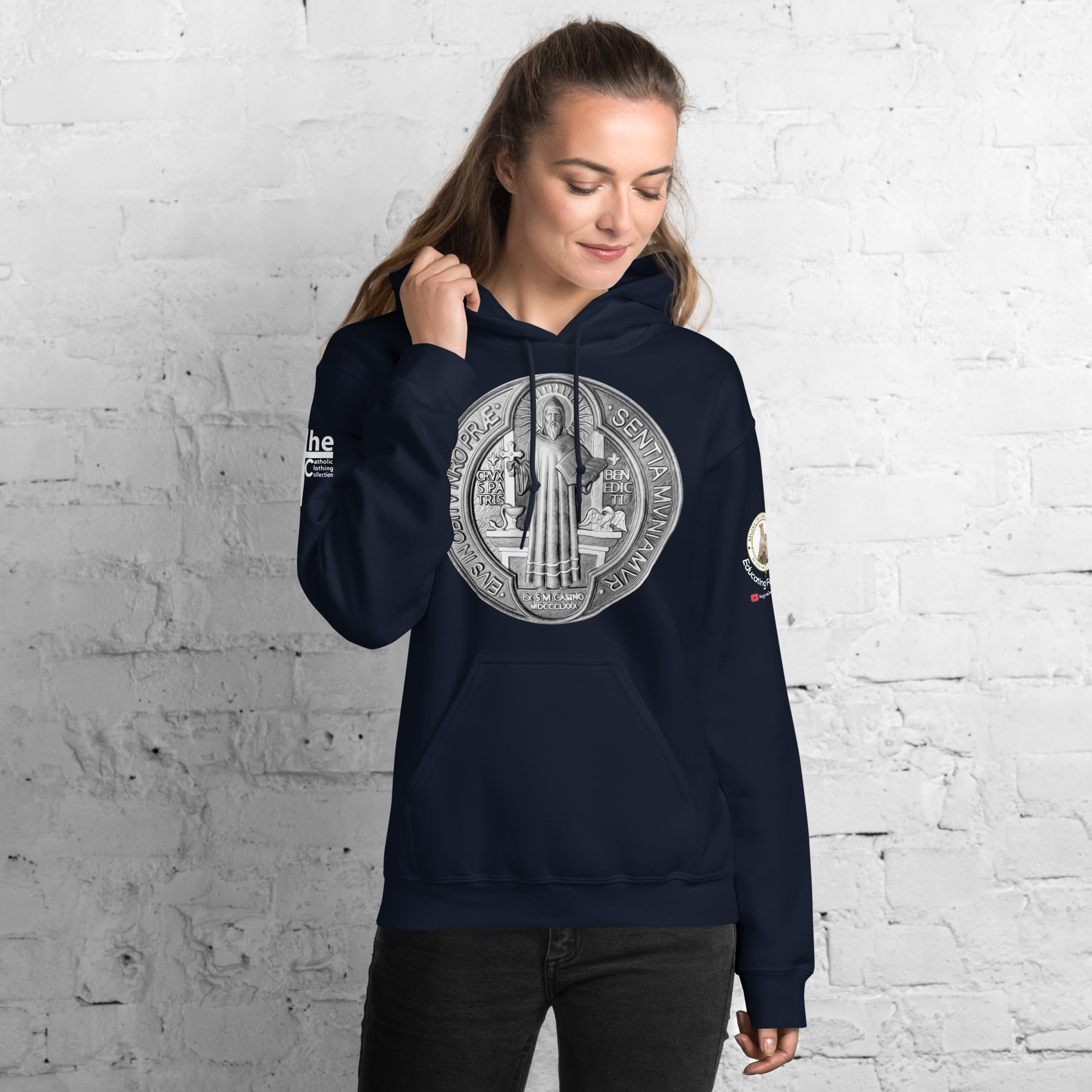 st benedict medal women's hoodie st benedict medal women's hoodie