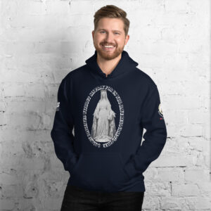 miraculous medal (coloured hearts) men's hoodie