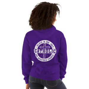 i believe in one, holy, catholic and apostolic church women's hoodie