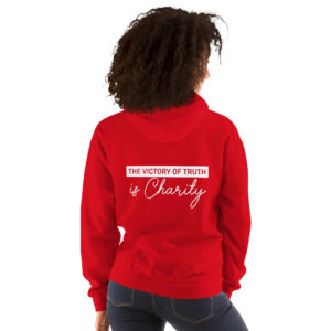 the victory of truth is charity women's christian hoodie