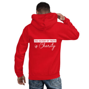 the victory of truth is charity men's christian hoodie