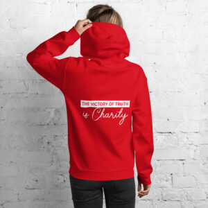 the victory of truth is charity women's hoodie