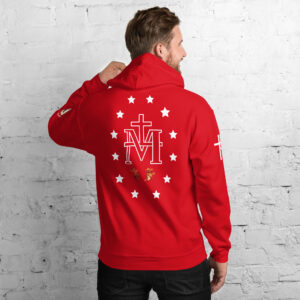 miraculous medal (coloured hearts) men's hoodie