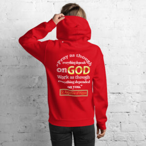 pray and work st augustine women's hoodie