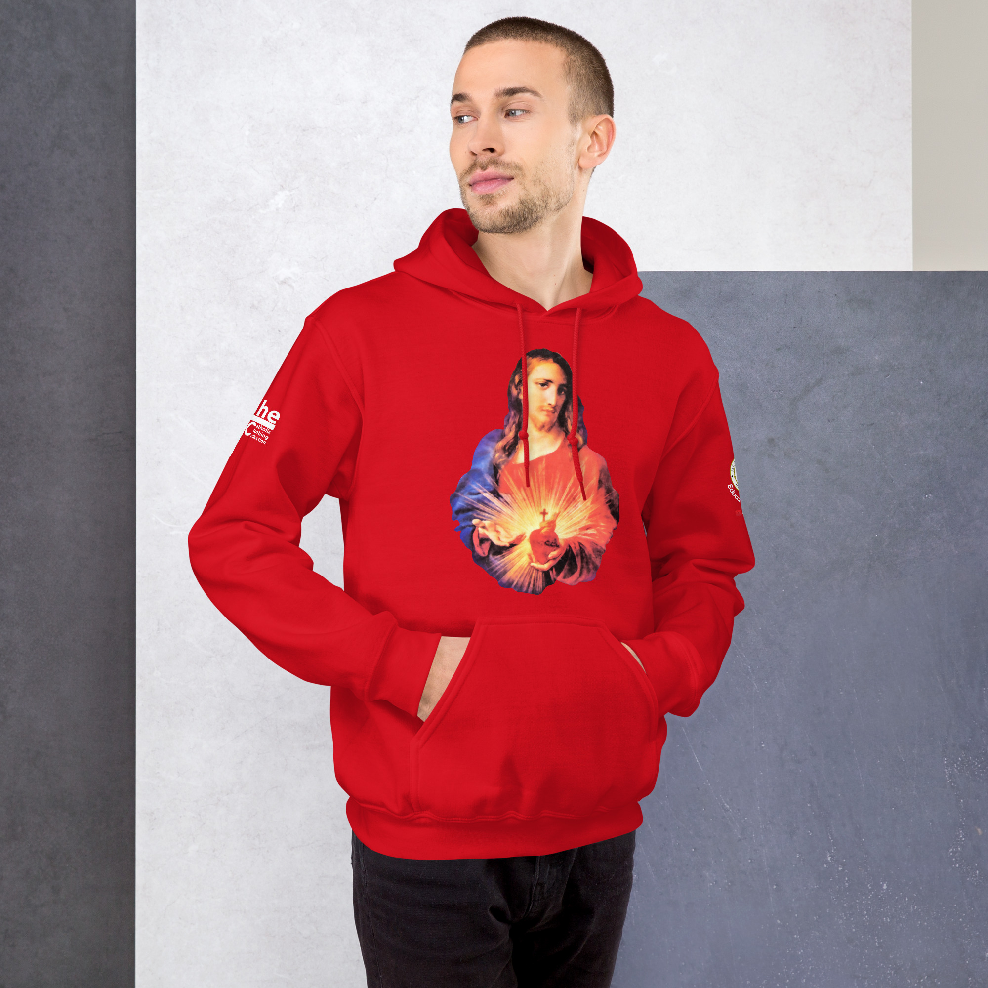 sacred heart of jesus and immaculate heart of mary men's hoodie sacred heart of jesus and immaculate heart of mary men's hoodie