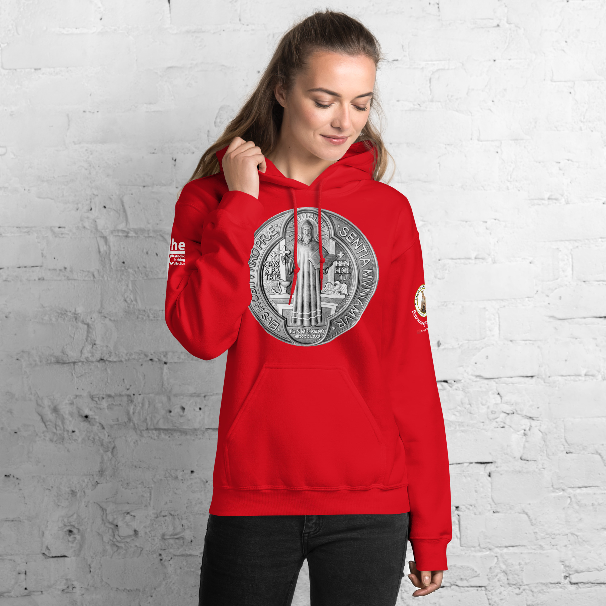 st benedict medal women's hoodie st benedict medal women's hoodie