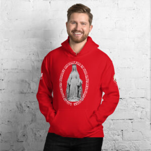 miraculous medal (coloured hearts) men's hoodie