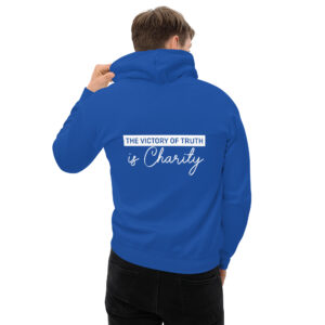 the victory of truth is charity men's hoodie