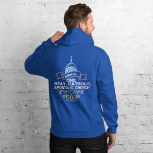 i believe in one, holy, catholic and apostolic church men's hoodie