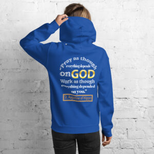 pray and work st augustine women's hoodie