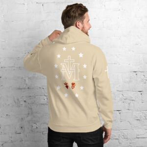 miraculous medal (coloured hearts) men's hoodie