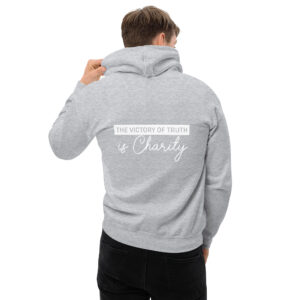 the victory of truth is charity men's hoodie