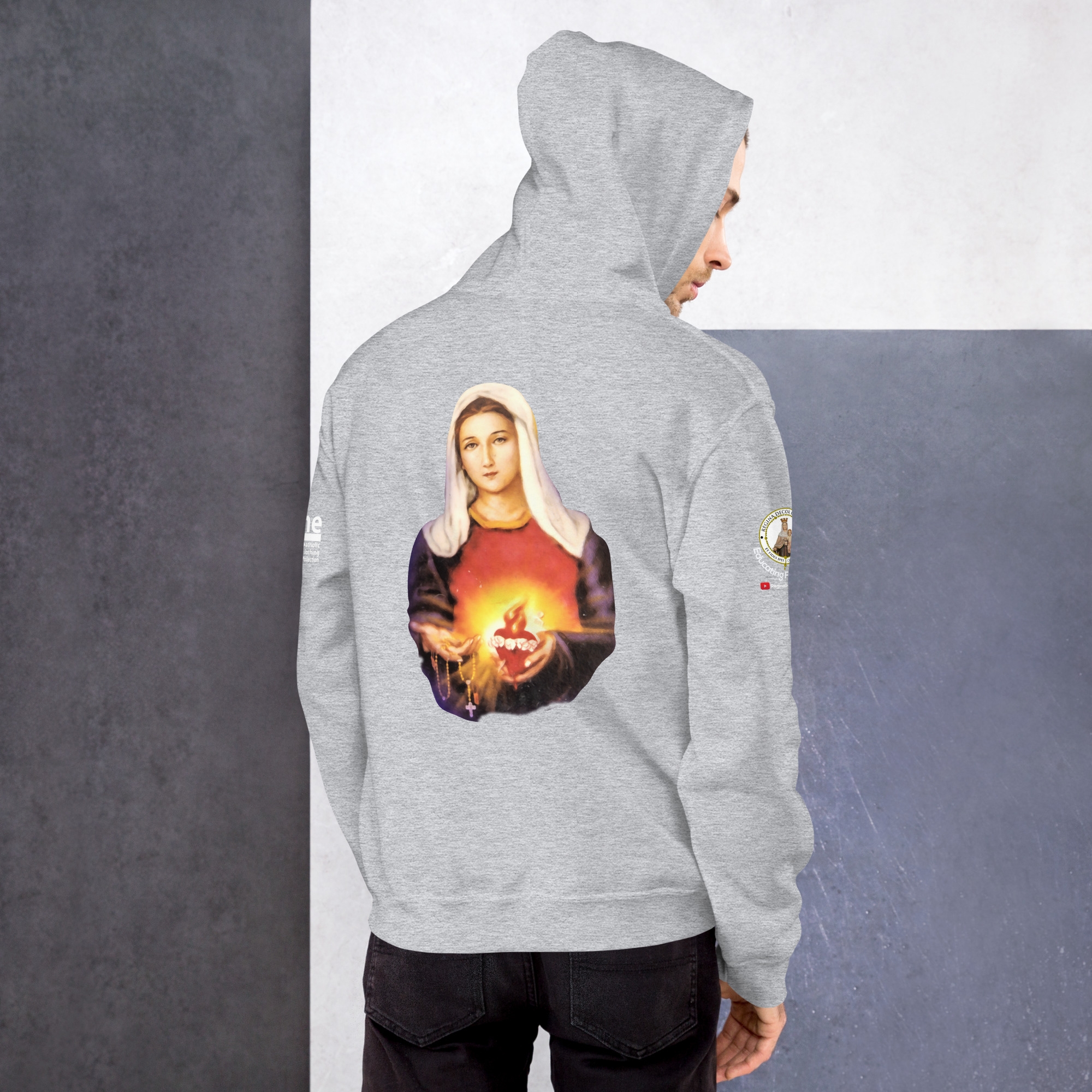 sacred heart of jesus and immaculate heart of mary men's hoodie sacred heart of jesus and immaculate heart of mary men's hoodie