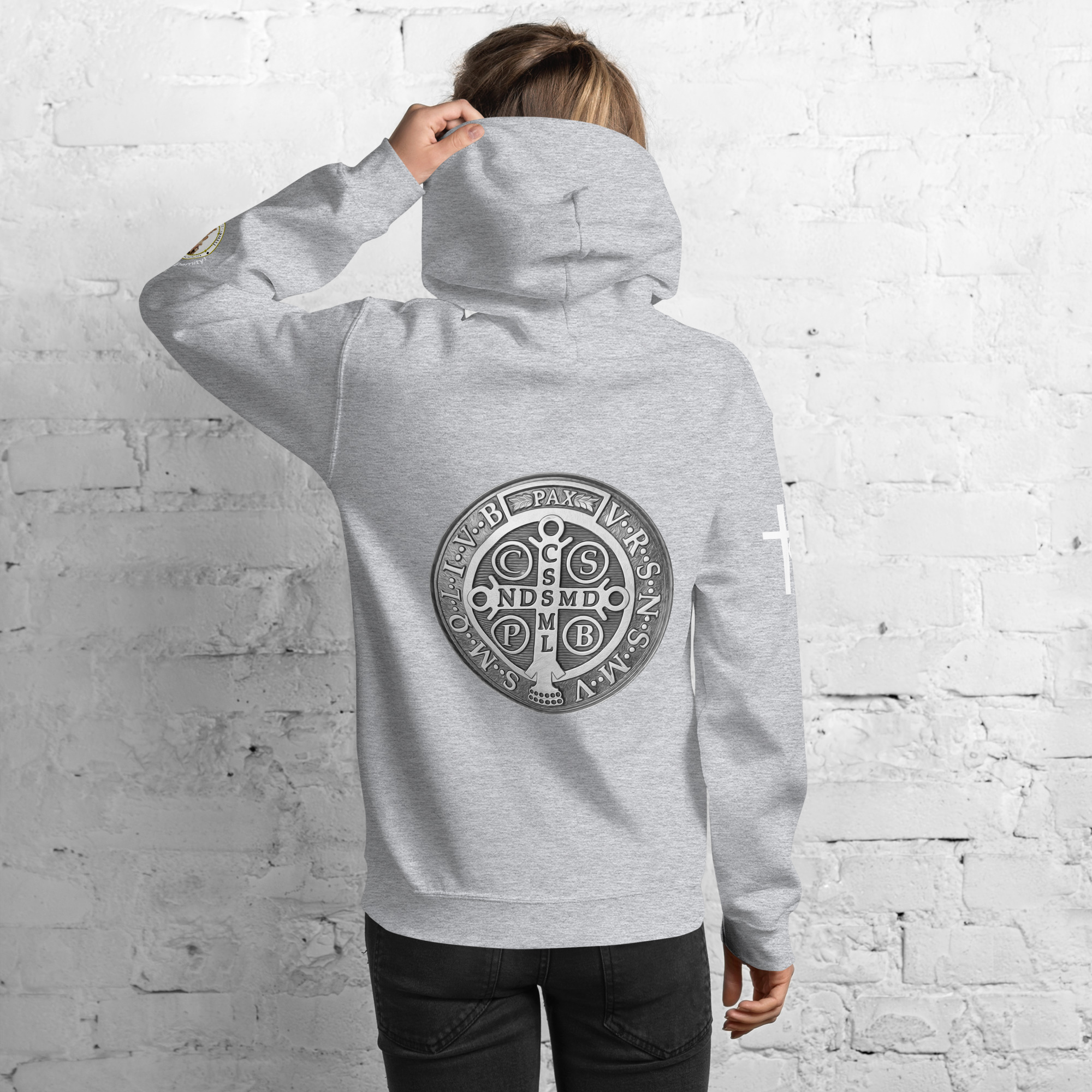 st benedict medal women's hoodie st benedict medal women's hoodie