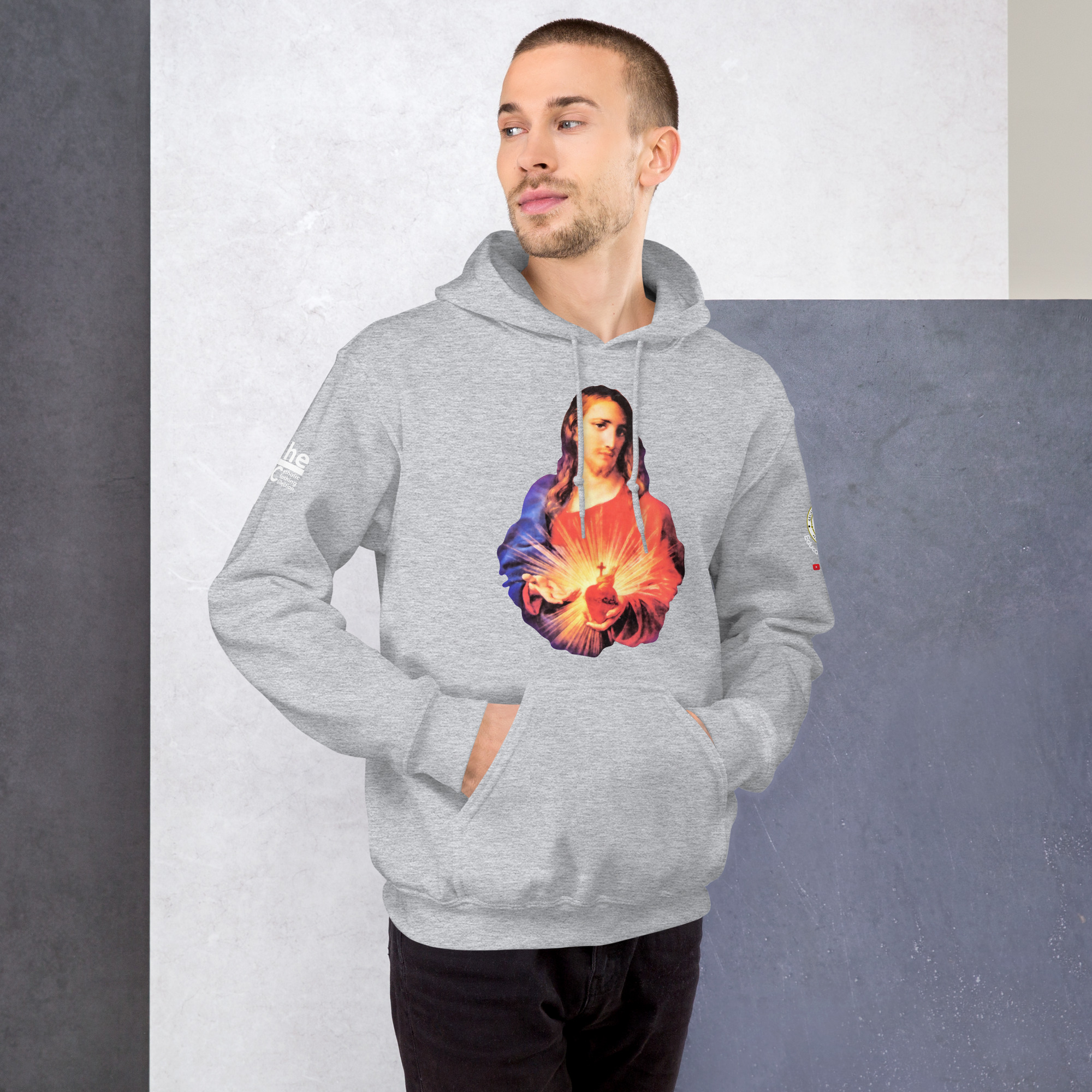 sacred heart of jesus and immaculate heart of mary men's hoodie sacred heart of jesus and immaculate heart of mary men's hoodie